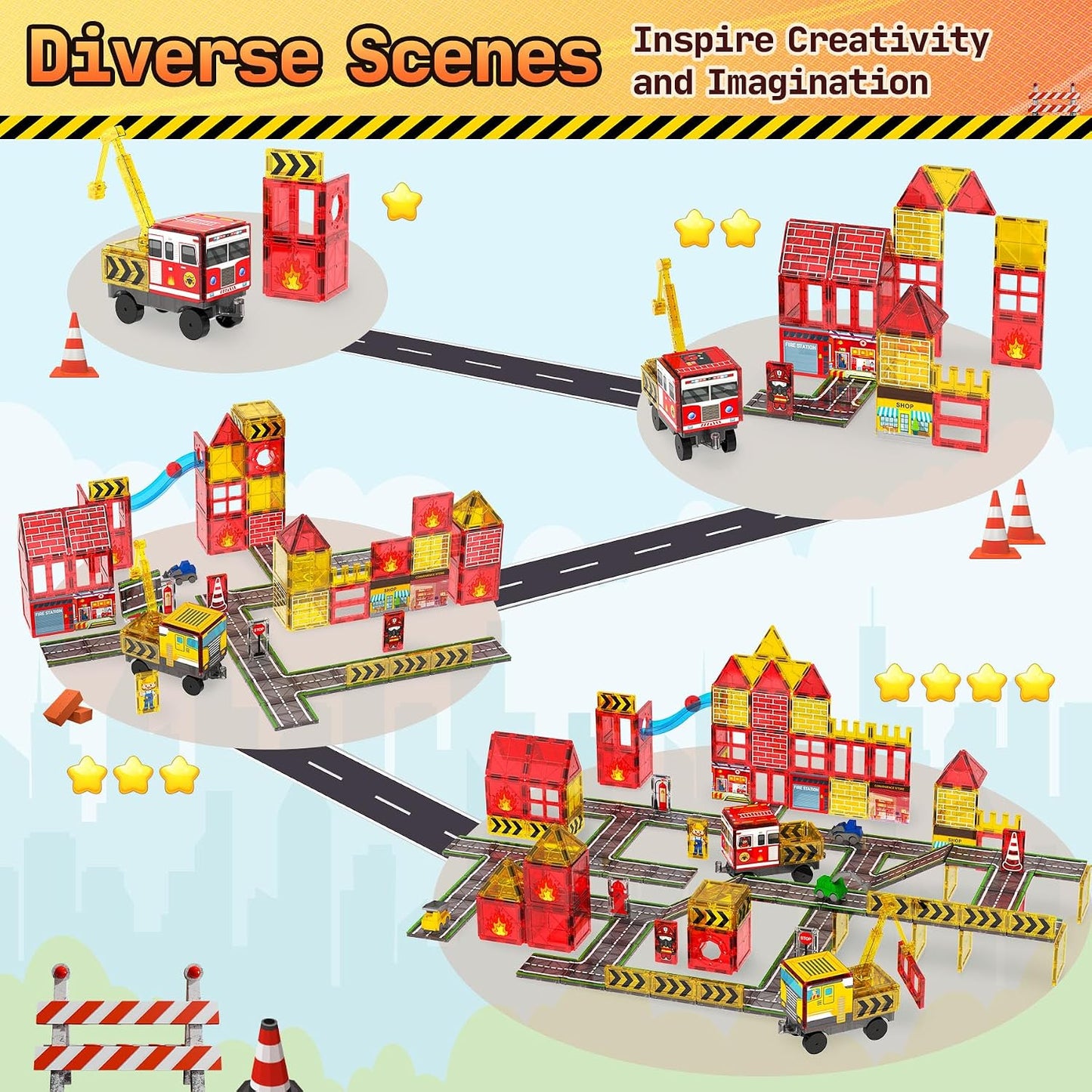 Teekdeer Azulejos magnéticos para niños de 4 a 8 años, bloques magn...