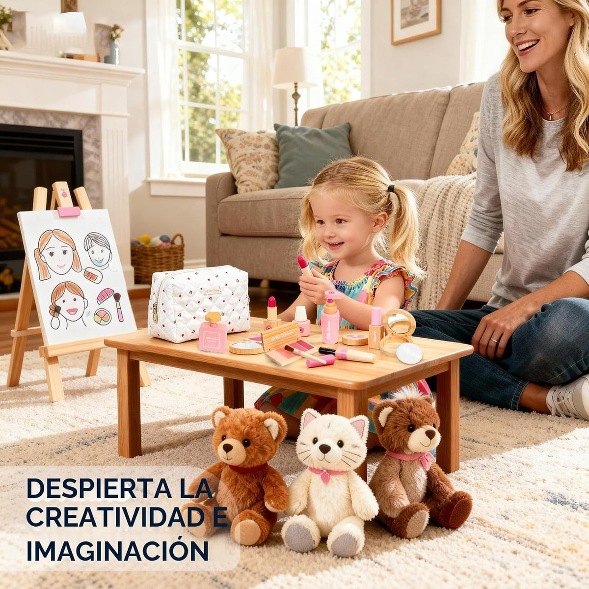 Kit de maquillaje de madera de simulación para niños pequeños: set...