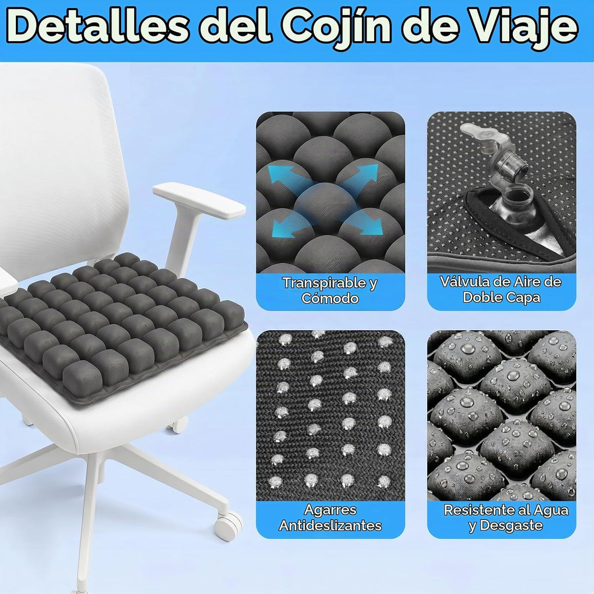 Cojín de asiento de viaje Sondour, cojín para avión de vuelo largo,...