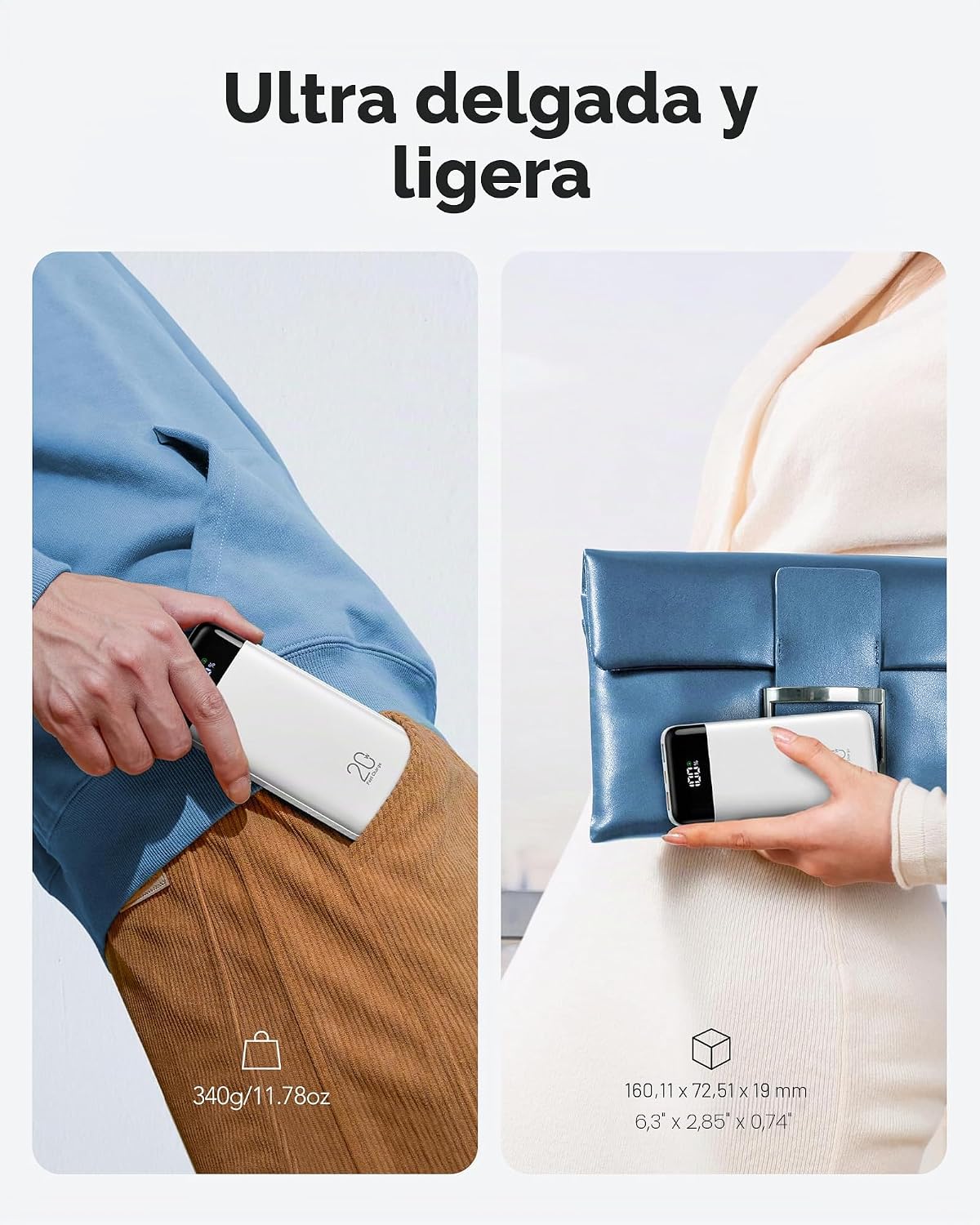 Charmast Cargador portátil de 20000mAh con cables incorporados, ban...