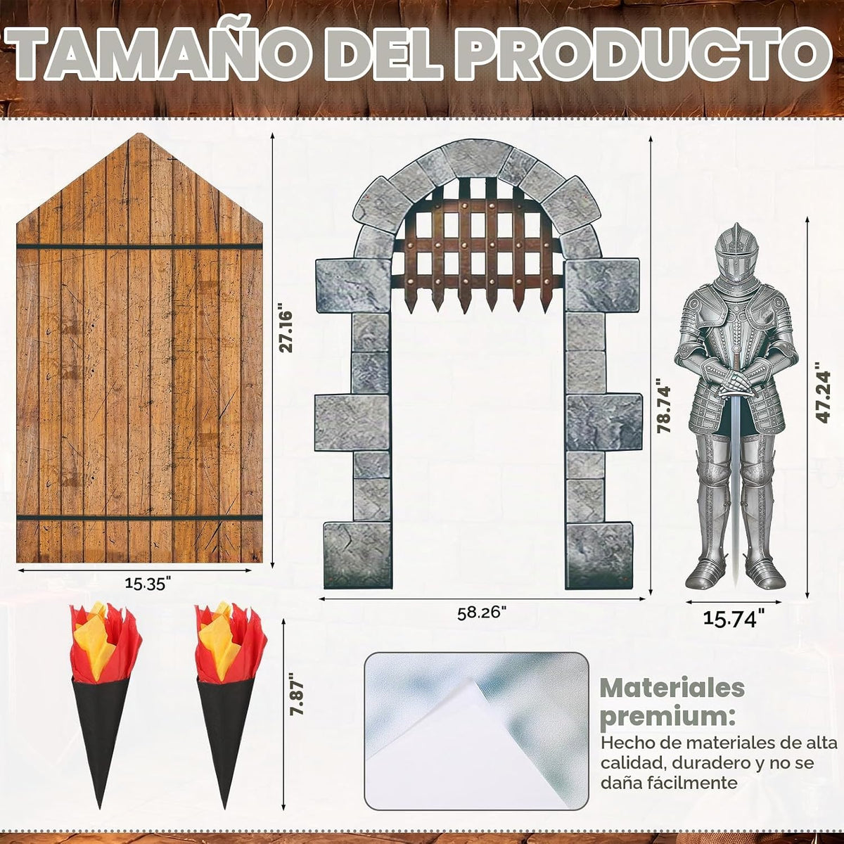 Frienda Kit de decoración medieval para fiestas, 105 piezas, 5.9 x...