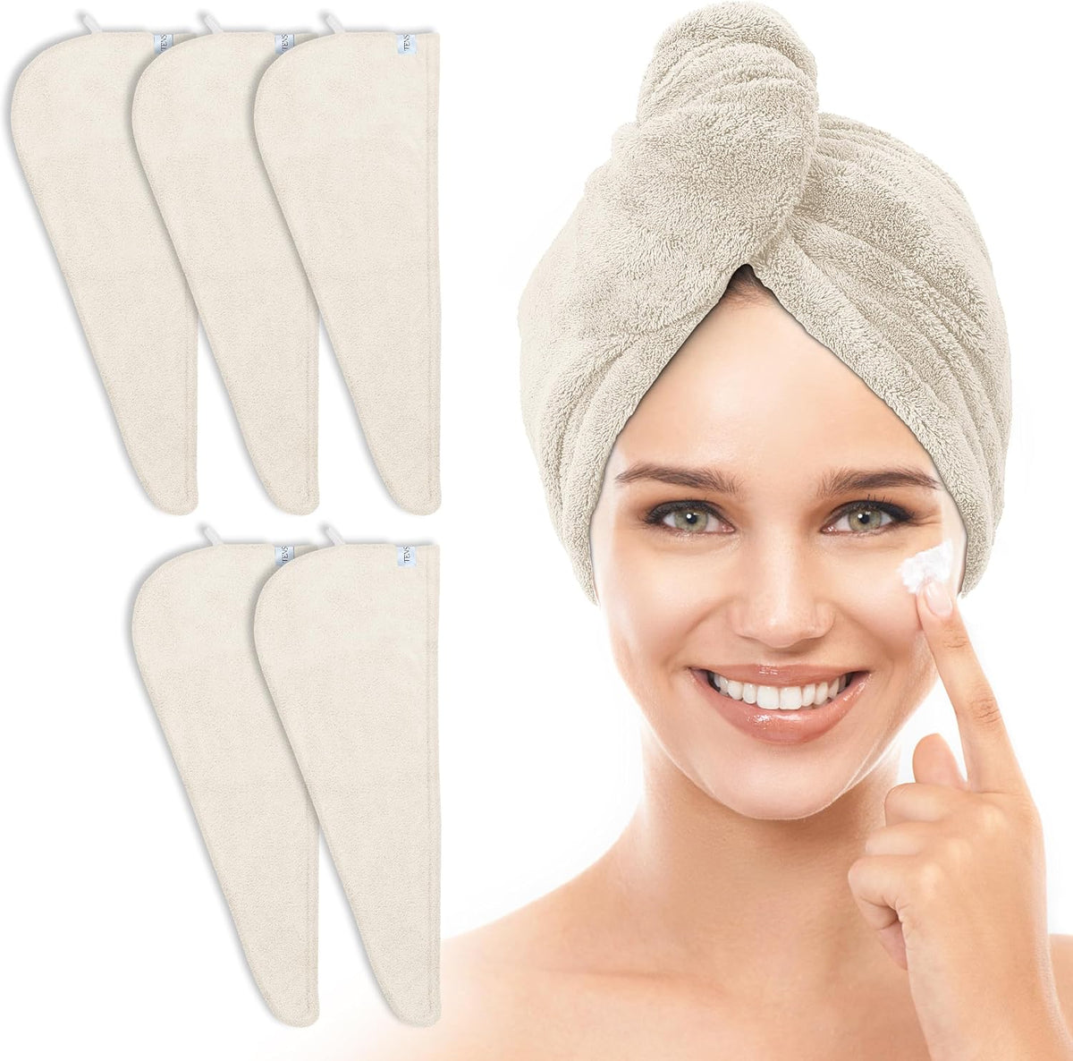 TENSTARS - Toalla de pelo para todo tipo de cabello, paquete de 5 t...