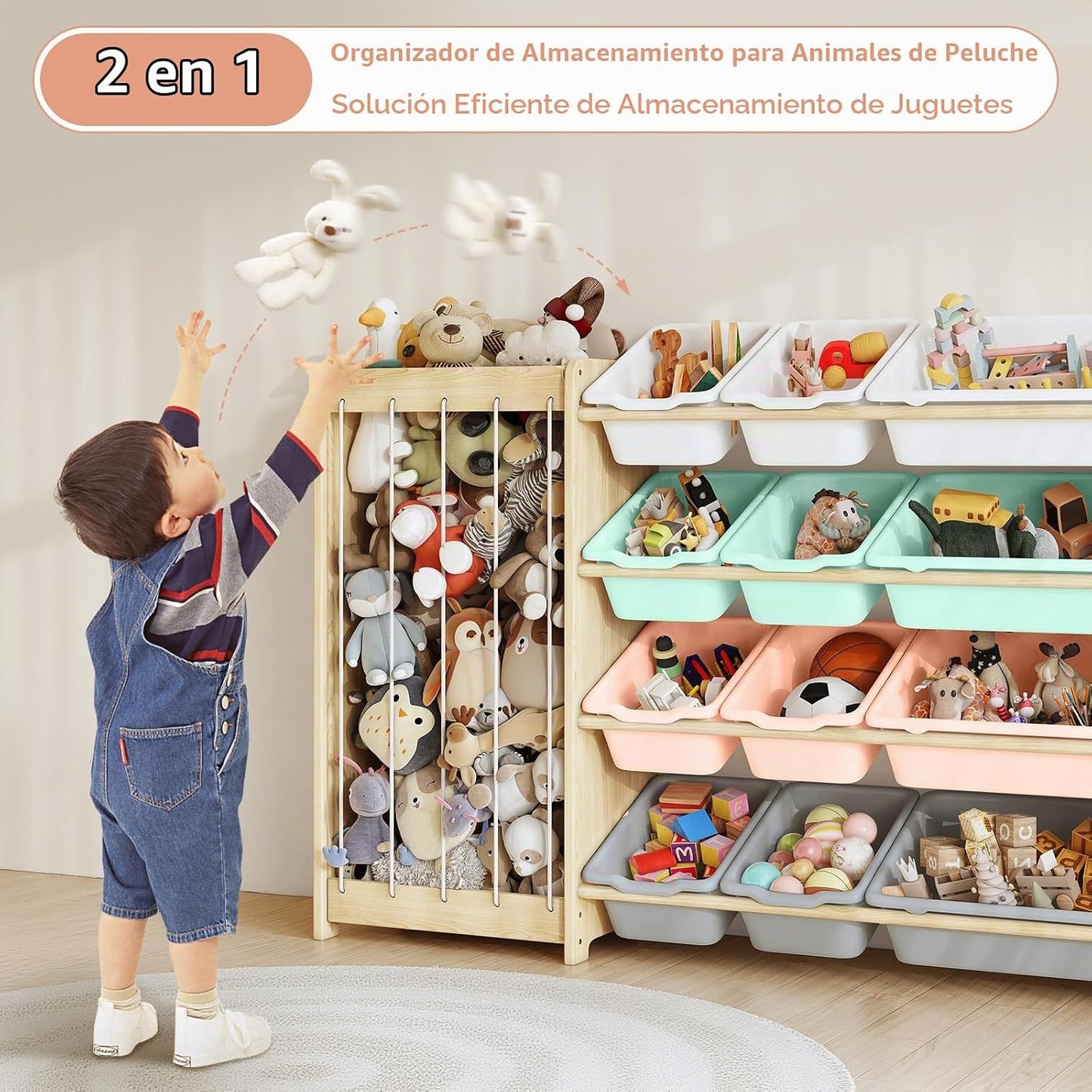 EXPERLAM Organizador de almacenamiento de juguetes para niños, 2 en...