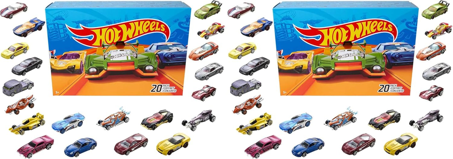 Hot Wheels Paquete de 40 autos y camiones de juguete, juego de 20 v...
