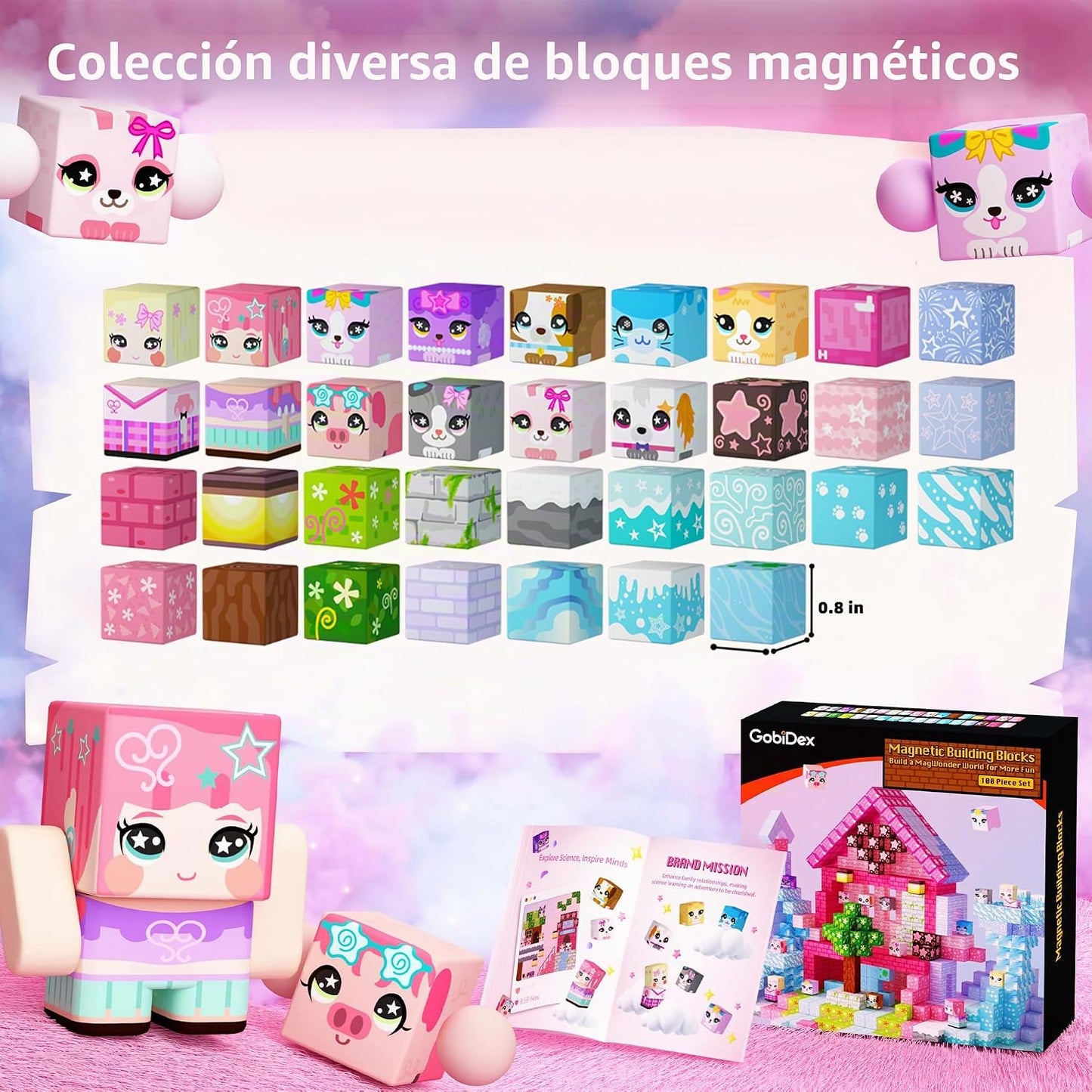 GobiDex Bloques magnéticos de 100 piezas para niños, juego de bloqu...
