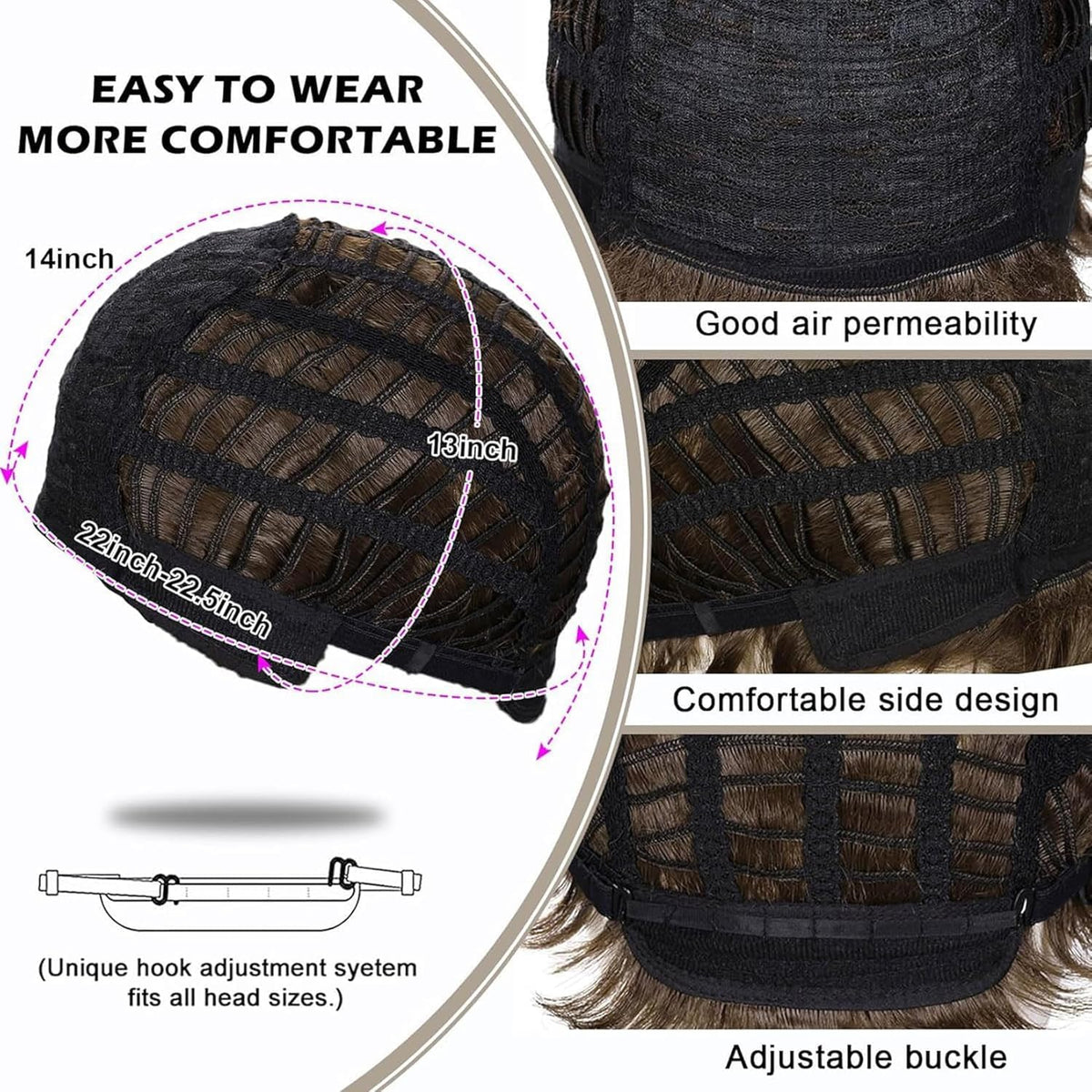 Wiwige Peluca corta para hombre, rubia, mezclada, marrón, en capas,...