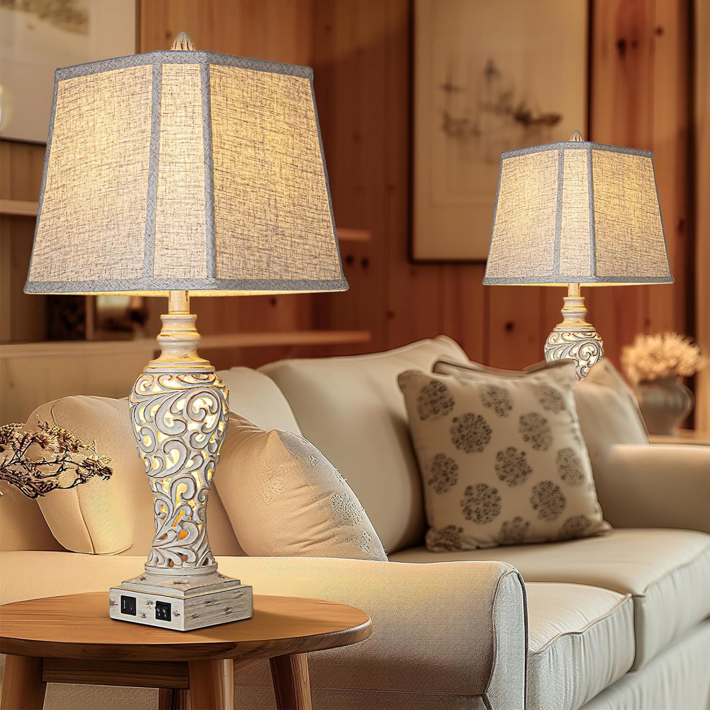 LuxSight Collection Juego de 2 lámparas de mesa de 28.5 pulgadas co...
