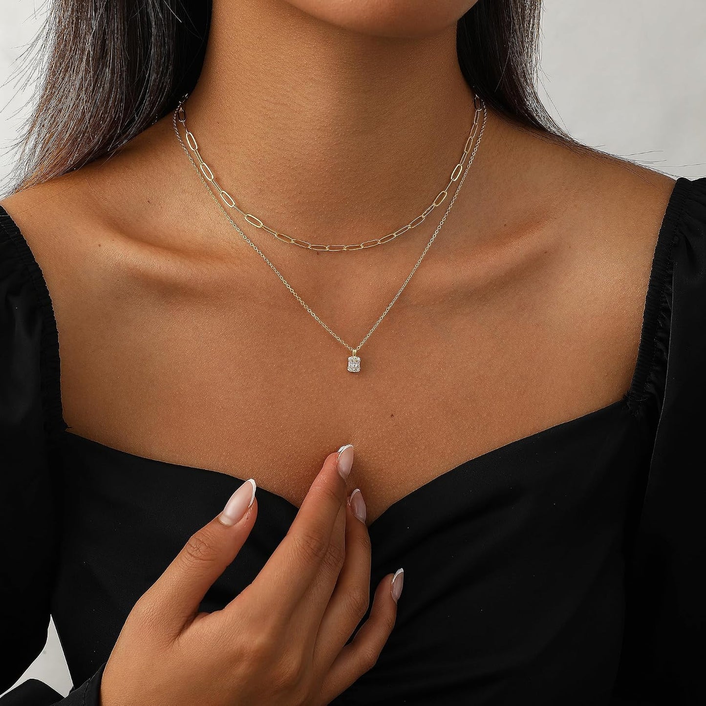 Coshilta Collares de oro en capas para mujer, chapado en plata de l...
