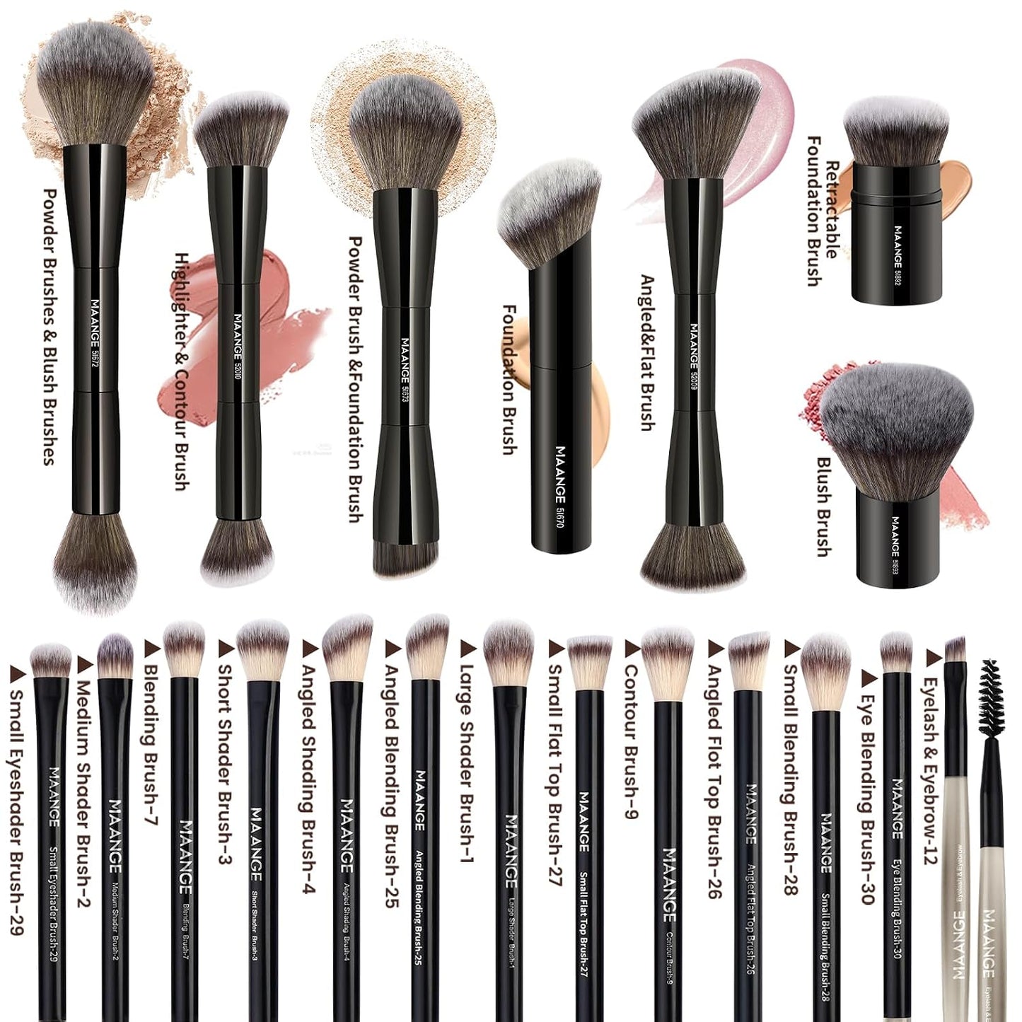 MAANGE 20 brochas de maquillaje con caja de regalo, brochas de maqu...