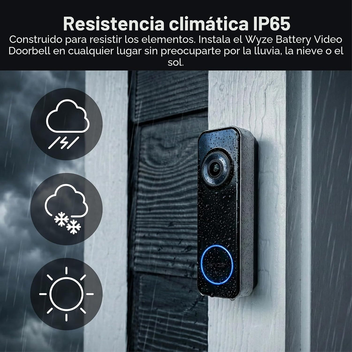 Wyze Timbre de video con batería, cámara inalámbrica, 1536 x 1536 H...