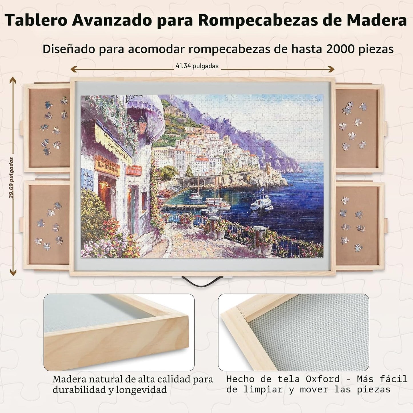 ALL4JIG - Tabla de rompecabezas de madera de 2000 piezas, 2 en 1, c...