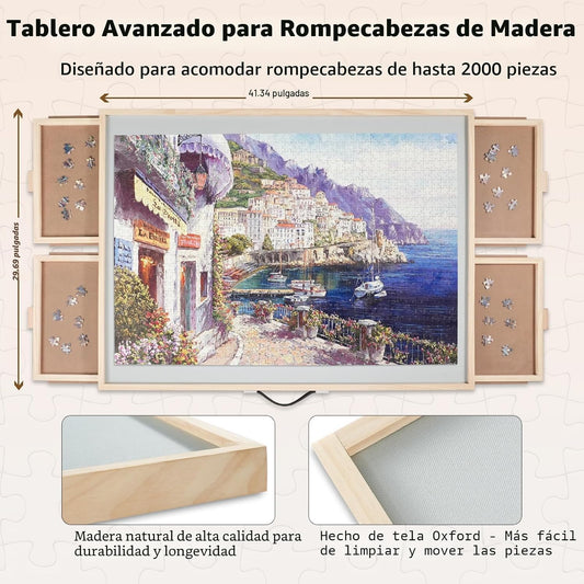 ALL4JIG - Tabla de rompecabezas de madera de 2000 piezas, 2 en 1, c...