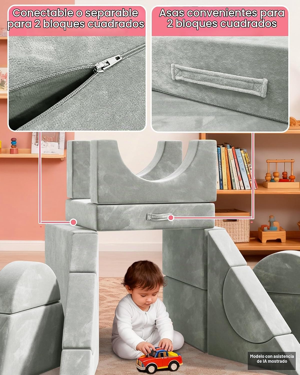 YEFU Sofá modular de 15 piezas para niños, sofá de espuma para niño...