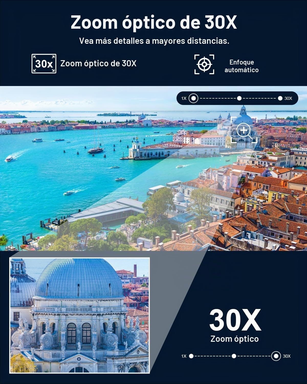 HXVIEW Cámara de seguridad PTZ 4K para exteriores con zoom óptico d...
