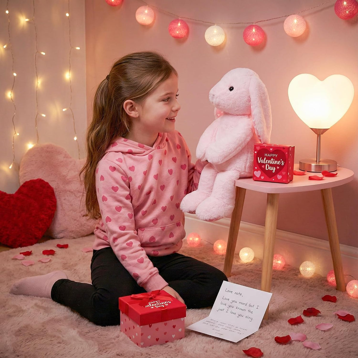 WEIGEDU - Conejo de peluche rosa, 17.7 pulgadas | Orejas flexibles,...