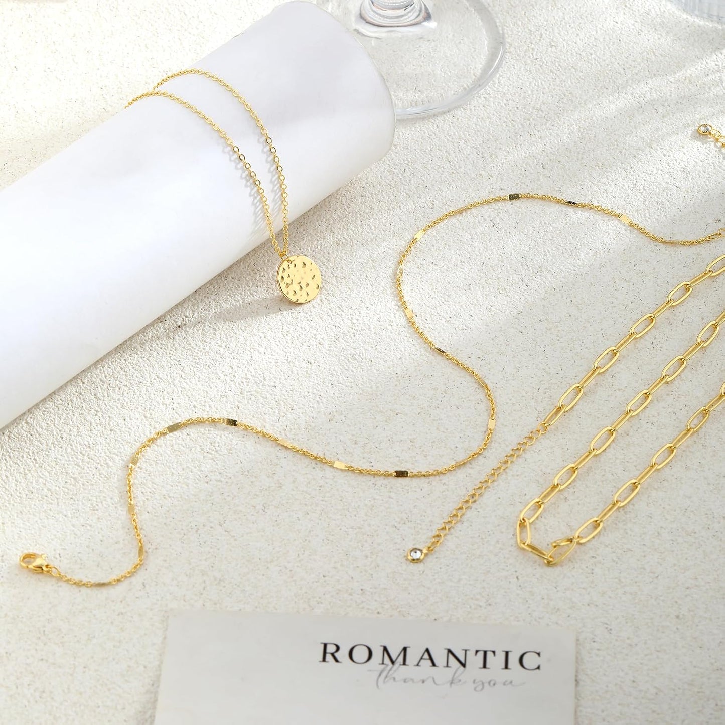 JECOMY Collar de oro en capas para mujer, collar chapado en oro de...