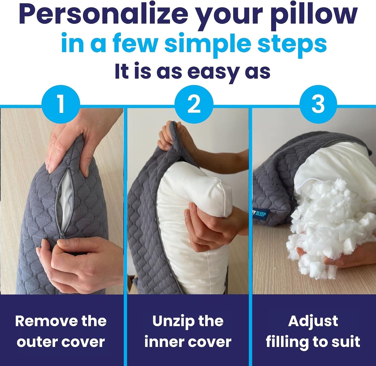 Sidney Sleep Juego de 2 almohadas de cama tamaño Queen para persona...