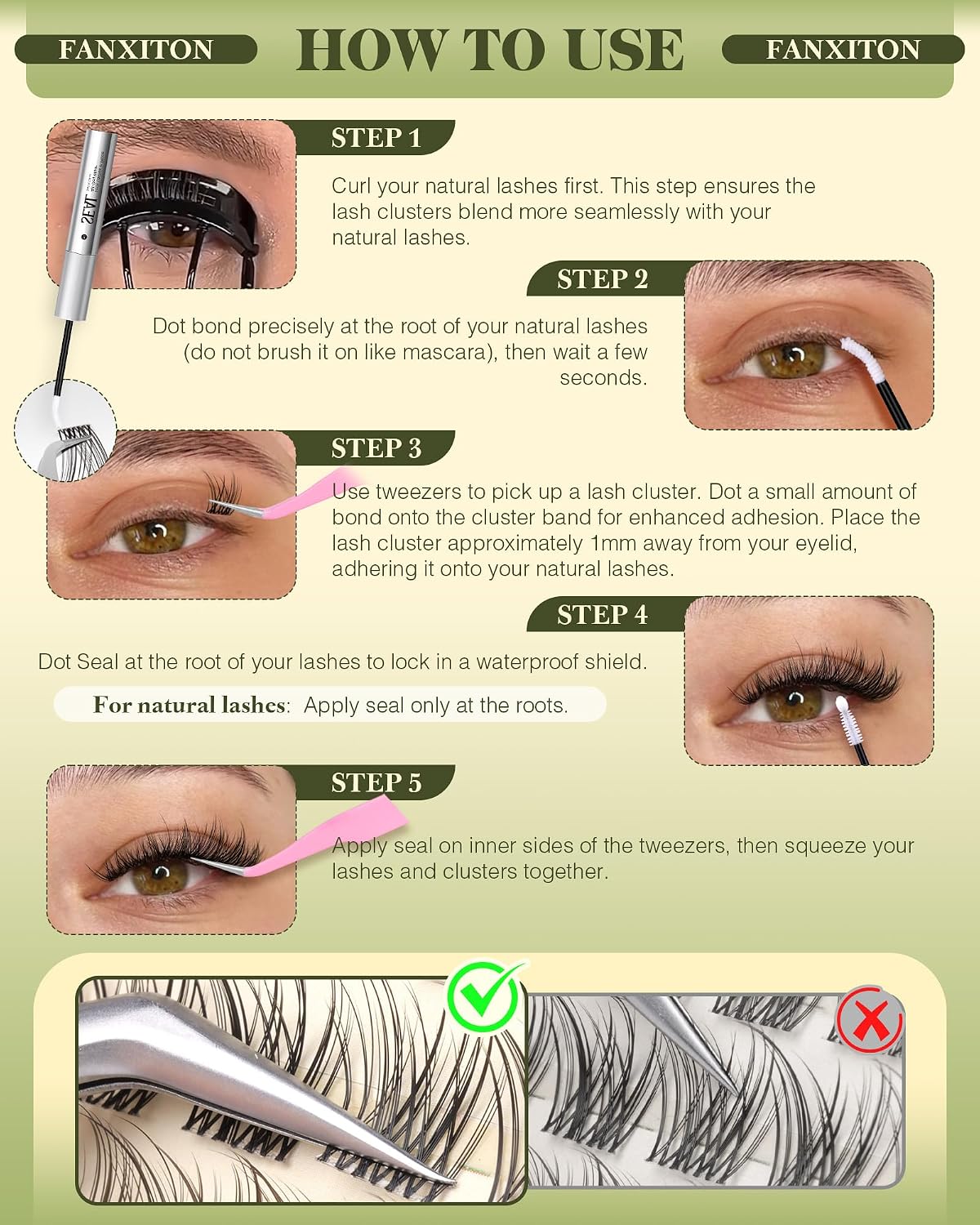 Wispy Racimos de pestañas, extensiones de pestañas individuales cru...