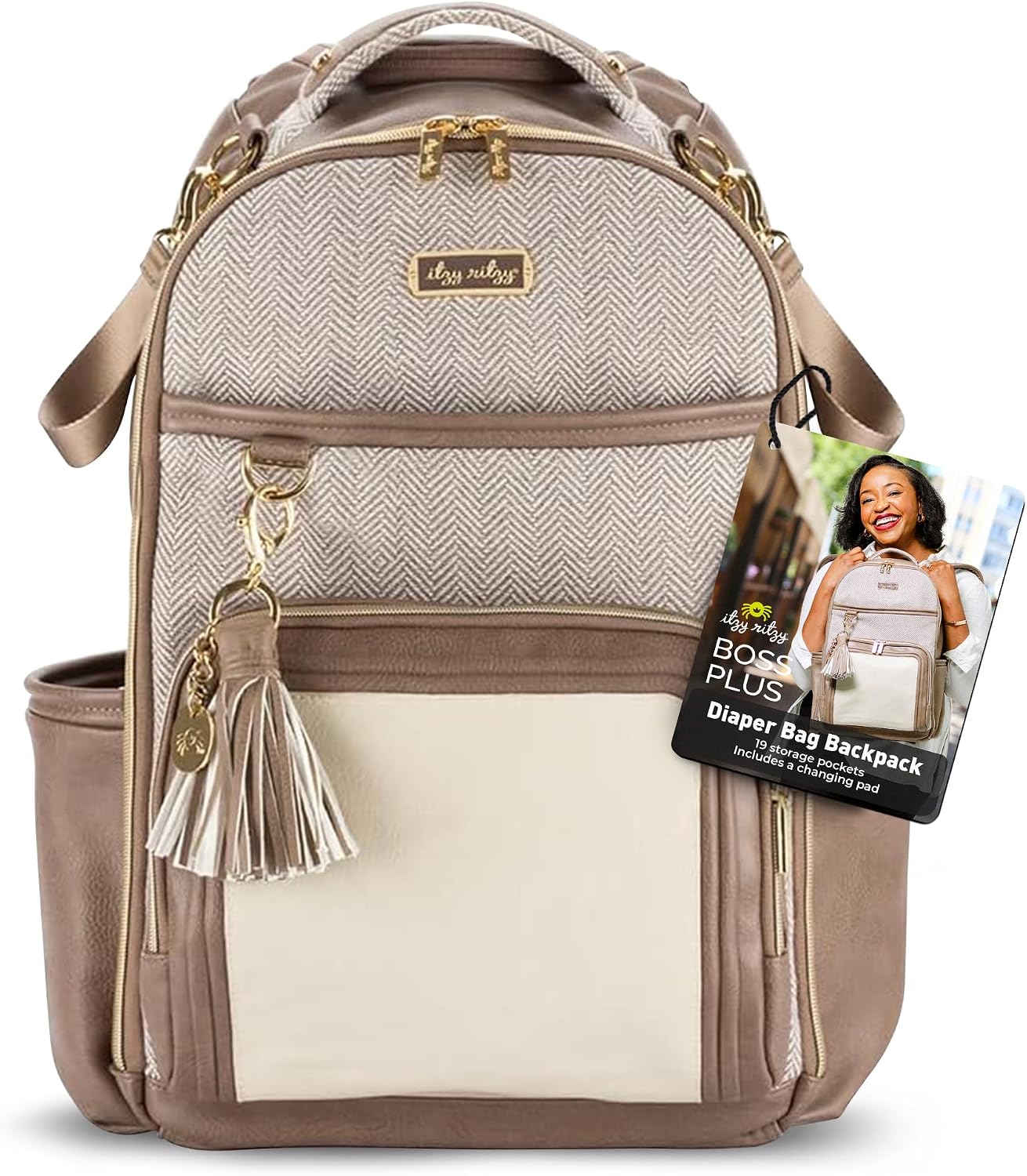 Itzy Ritzy - Mochila para pañales Boss Plus de gran capacidad con 1...
