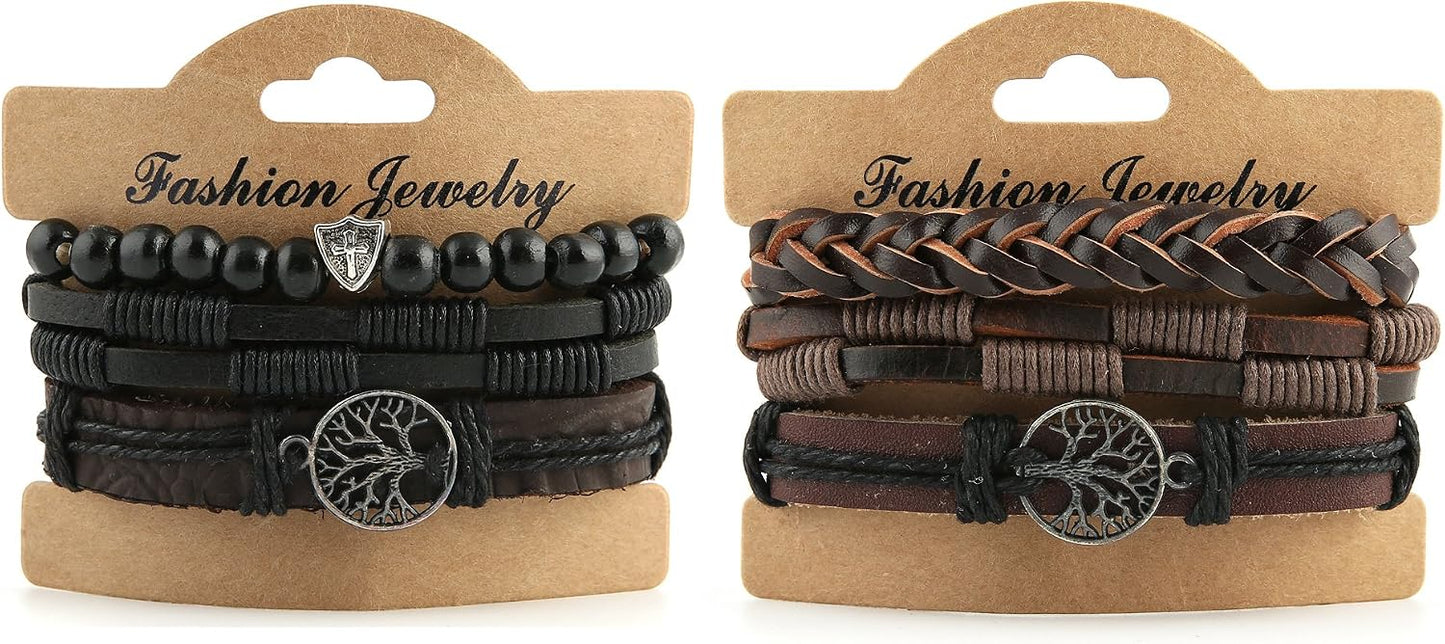 HZMAN Pulseras de cuero genuino con diseño de árbol de la vida para...