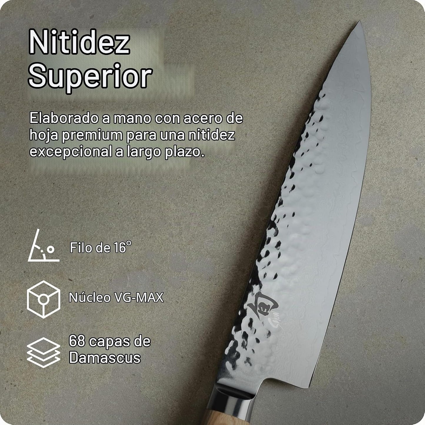 Shun Premier Blonde - Cuchillo de chef de 8 pulgadas, cuchillo de c...