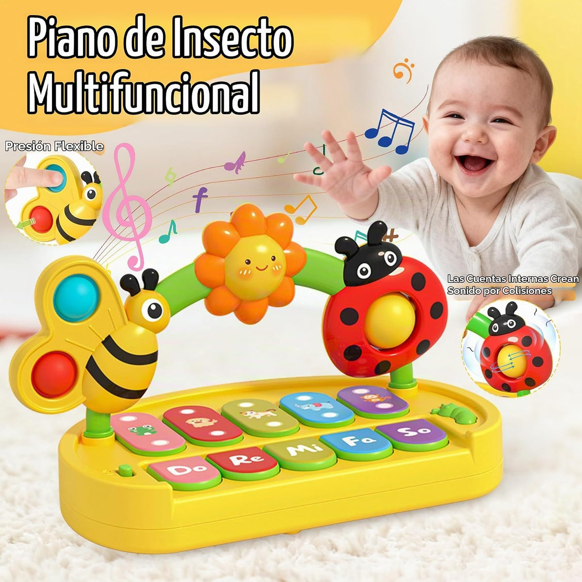 GeeKiPrime Juguetes del piano del bebé 6-12 meses, iluminan el tecl...