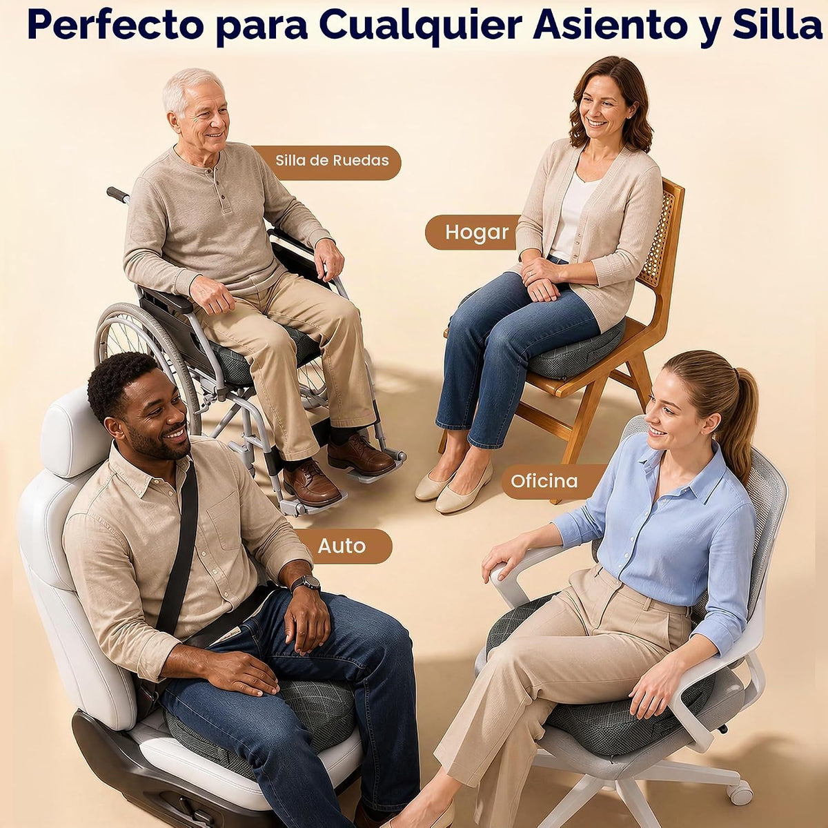 TushGuard - Cojín para asiento de oficina, silla de ruedas o automó...