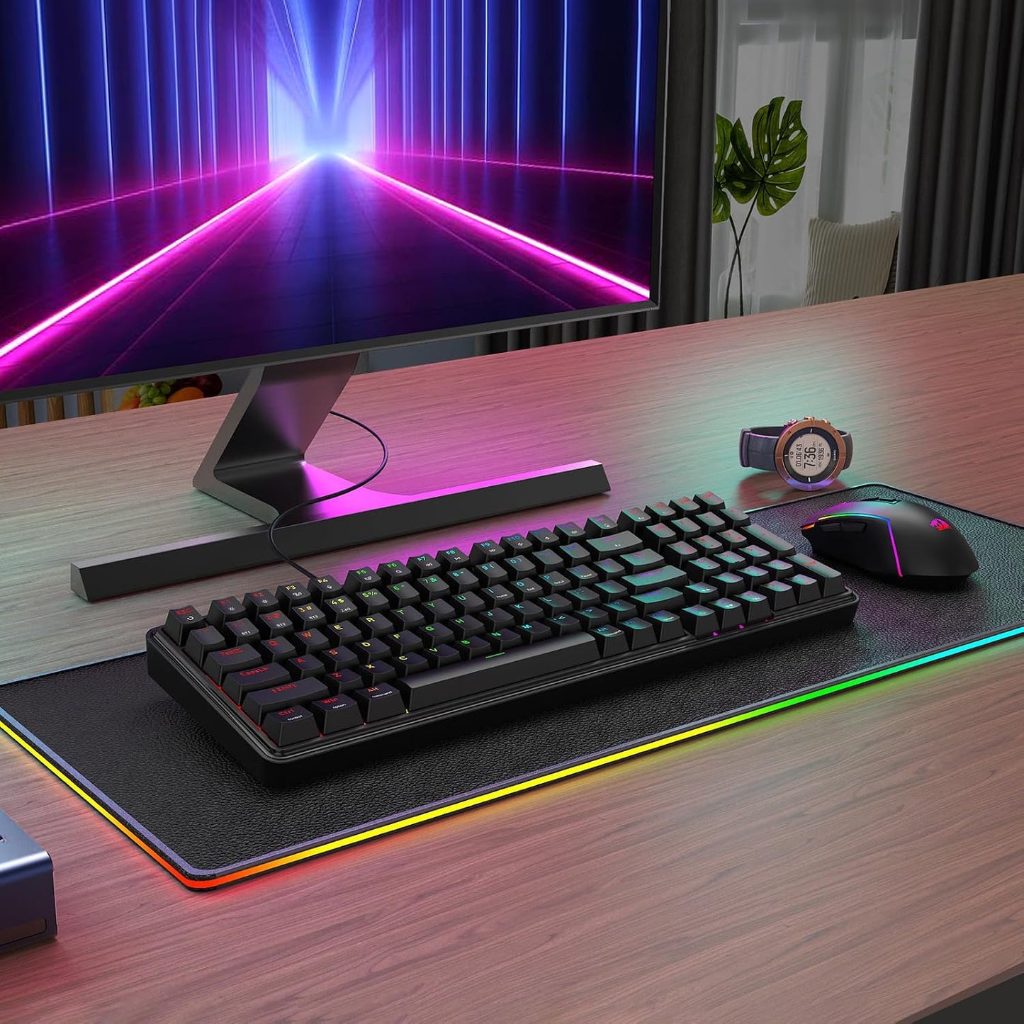 Redragon Combo de teclado y mouse para juegos S162 de 3 modos Wilre...