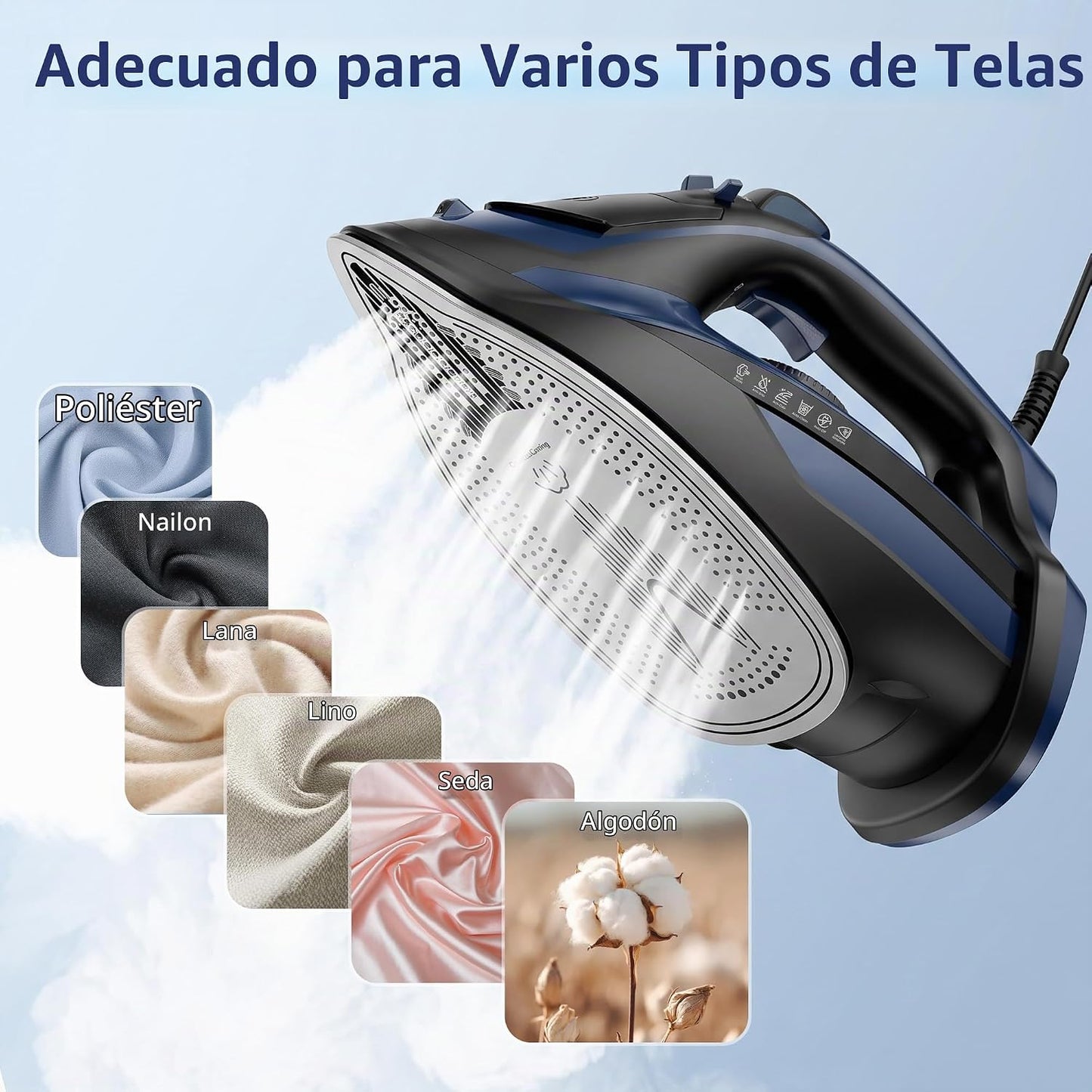 LEVOORA Plancha de vapor para ropa, calentamiento rápido de 20 segu...