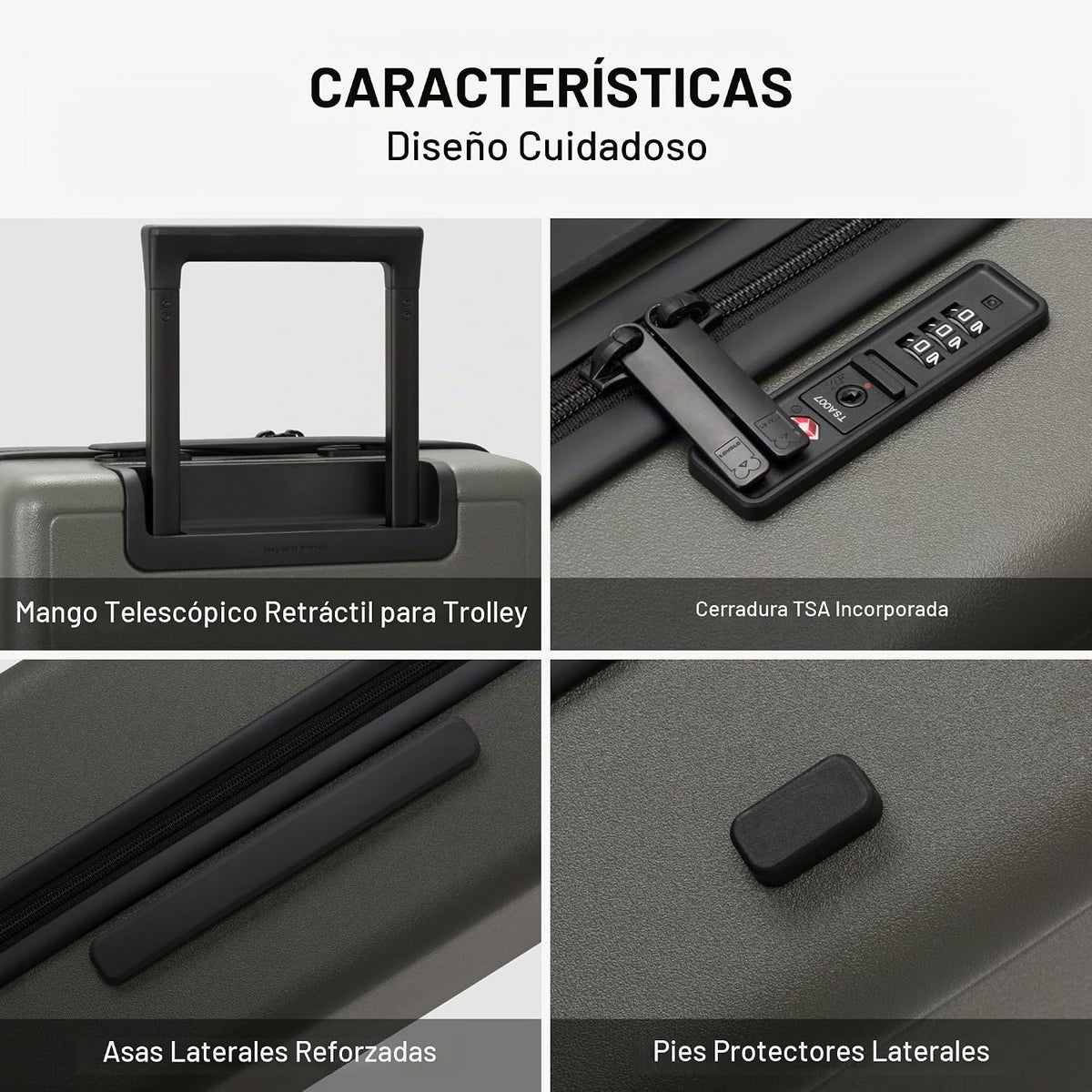 LEVEL8 Serie de equipaje mate Elegance, Olive Green, 24 - pulgadas,...