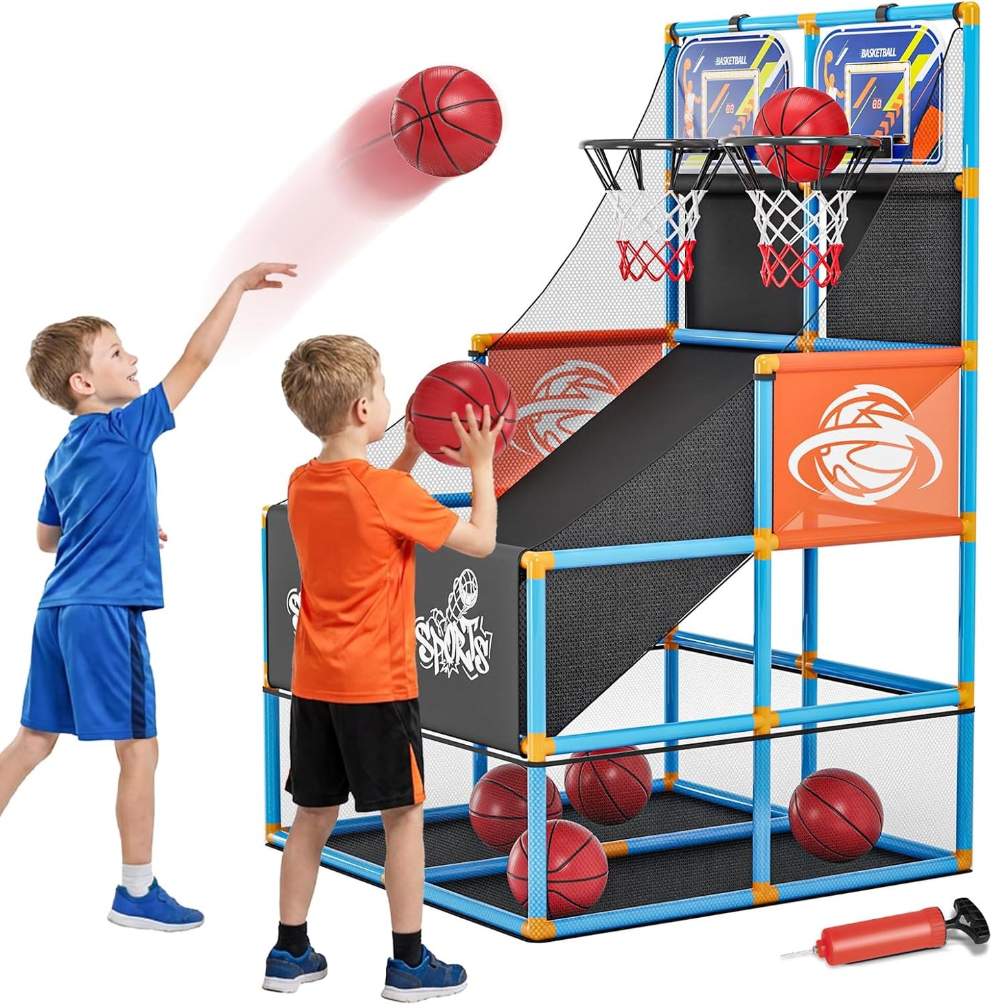 Juego de baloncesto arcade de doble disparo, juguetes para niños: a...