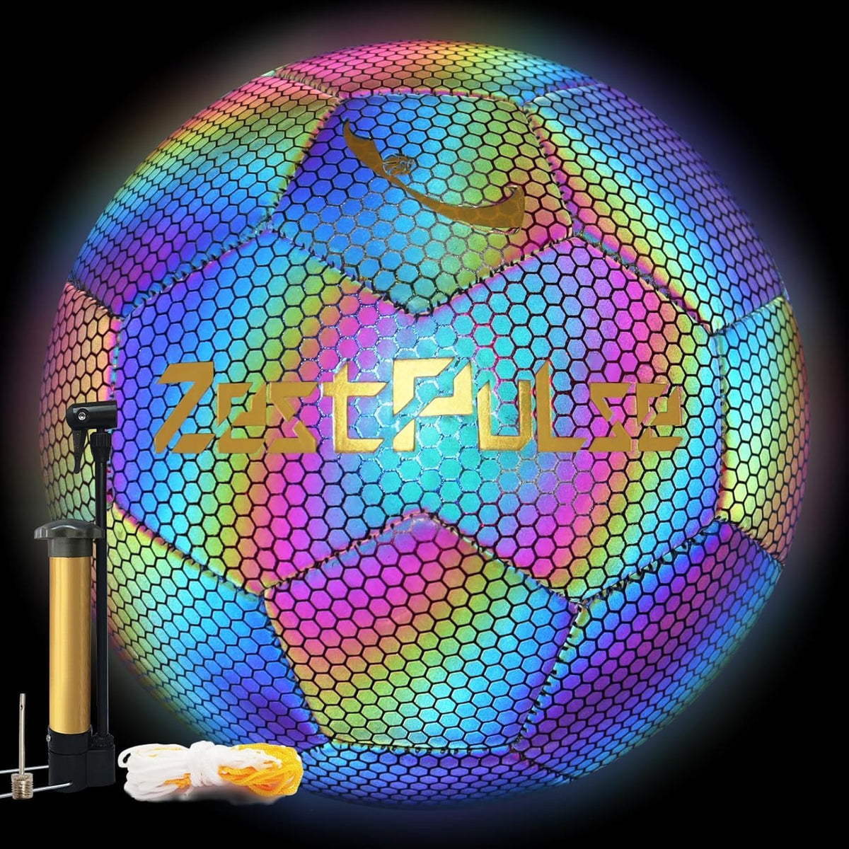 ZestPulse Balón de fútbol holográfico reflectante tamaño 3, 4 y 5 p...