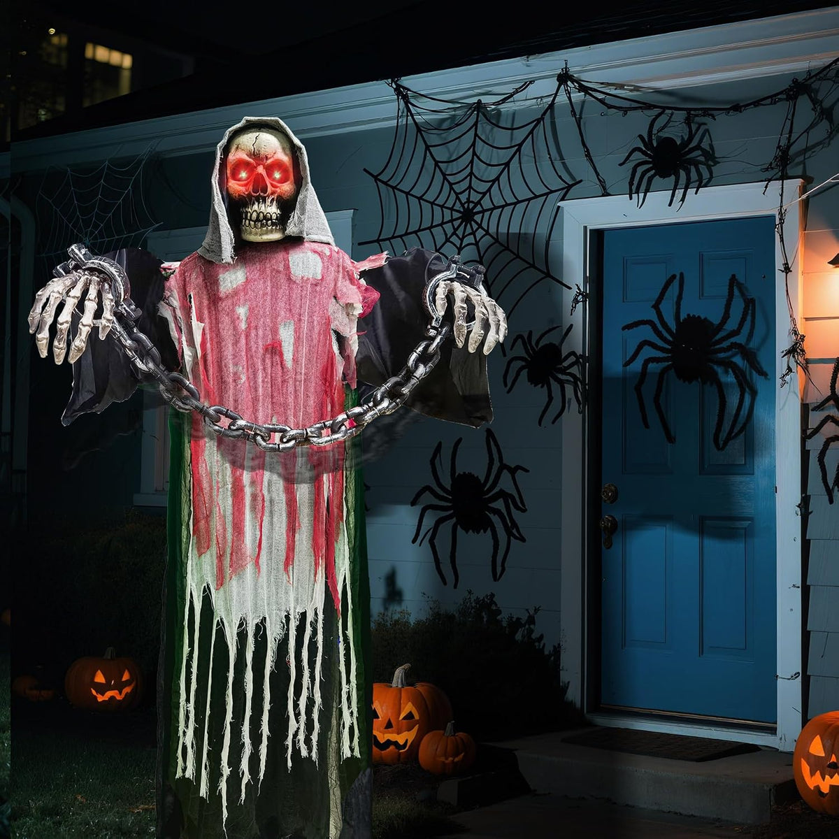 Decoraciones de Halloween al aire libre, 6 pies de largo con cadena...