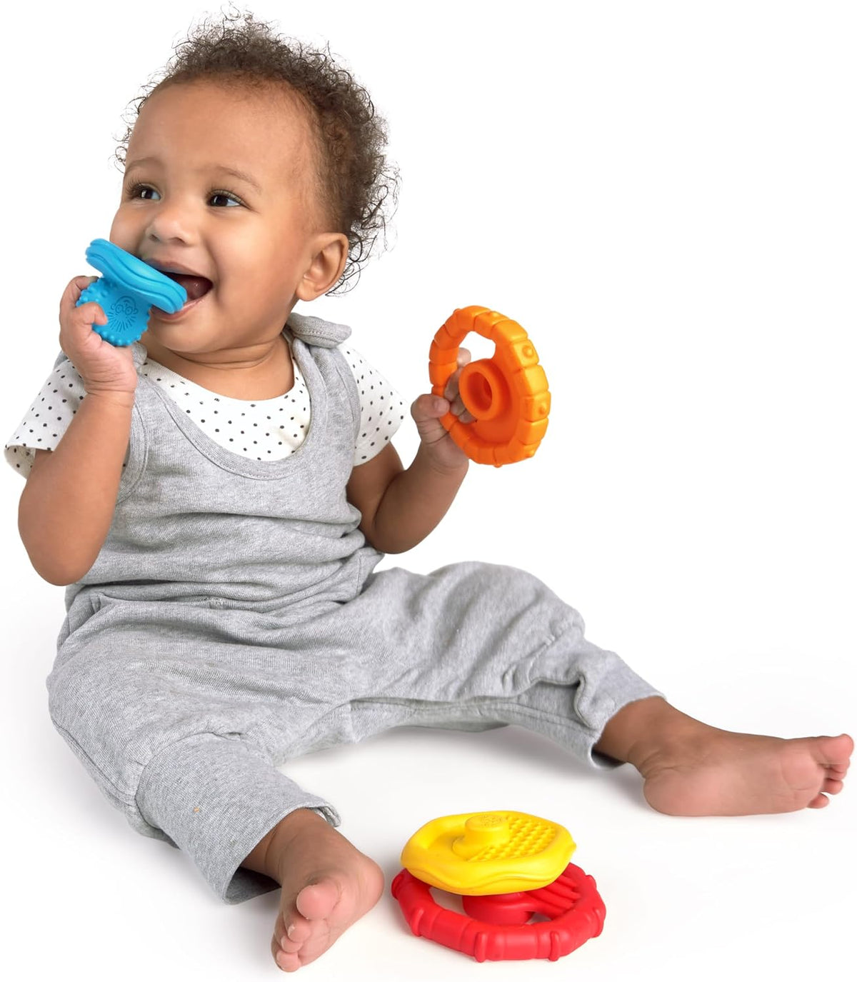 Baby Einstein Stack &amp; Teethe - Juego de 5 mordedores multitextu...
