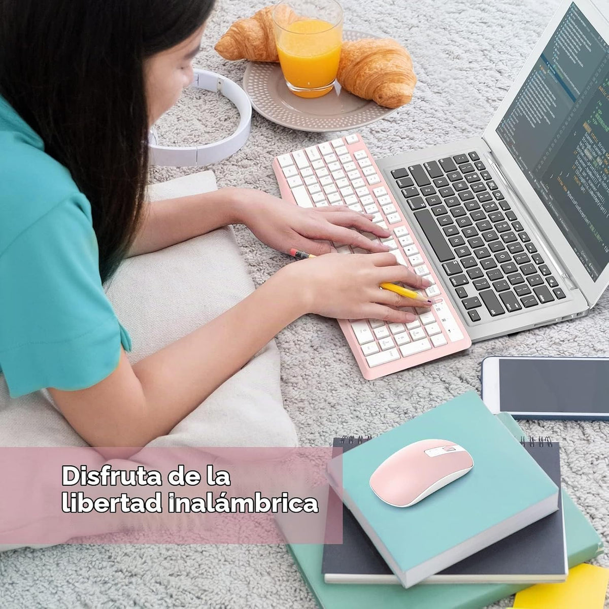 Combo de teclado y ratón inalámbricos, Lovaky teclado y ratón ergon...