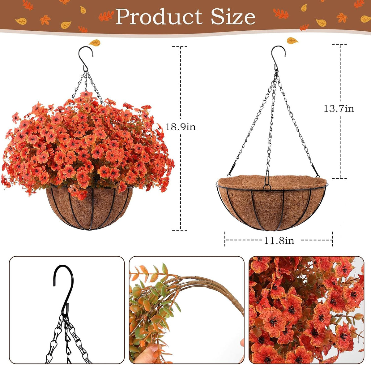 Hananona 24 piezas de flores artificiales para exteriores con cesta...