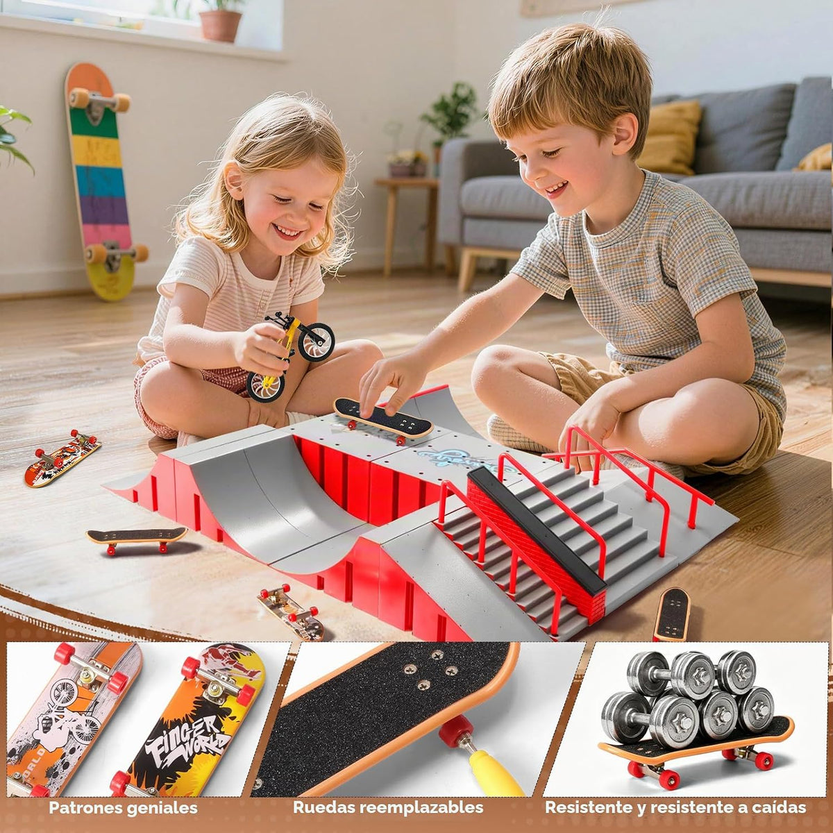 RNGODO Finger Skateboard Park Kits, juego de rampa de patineta de d...
