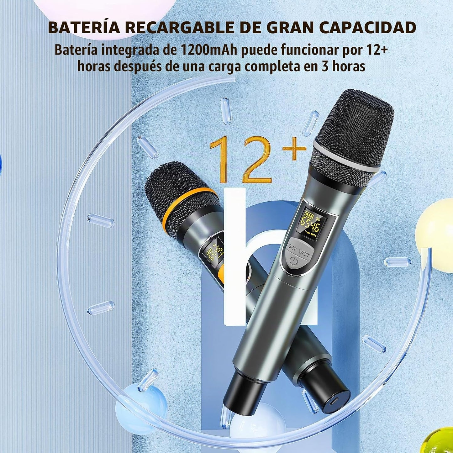 Micrófonos inalámbricos, micrófonos duales UHF profesionales para k...