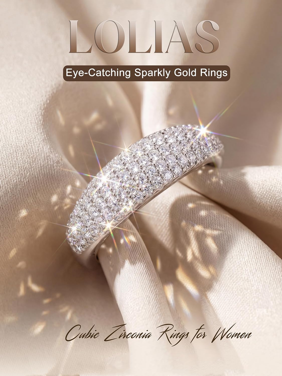 LOLIAS Anillos apilables chapados en oro de 14 quilates para mujer...