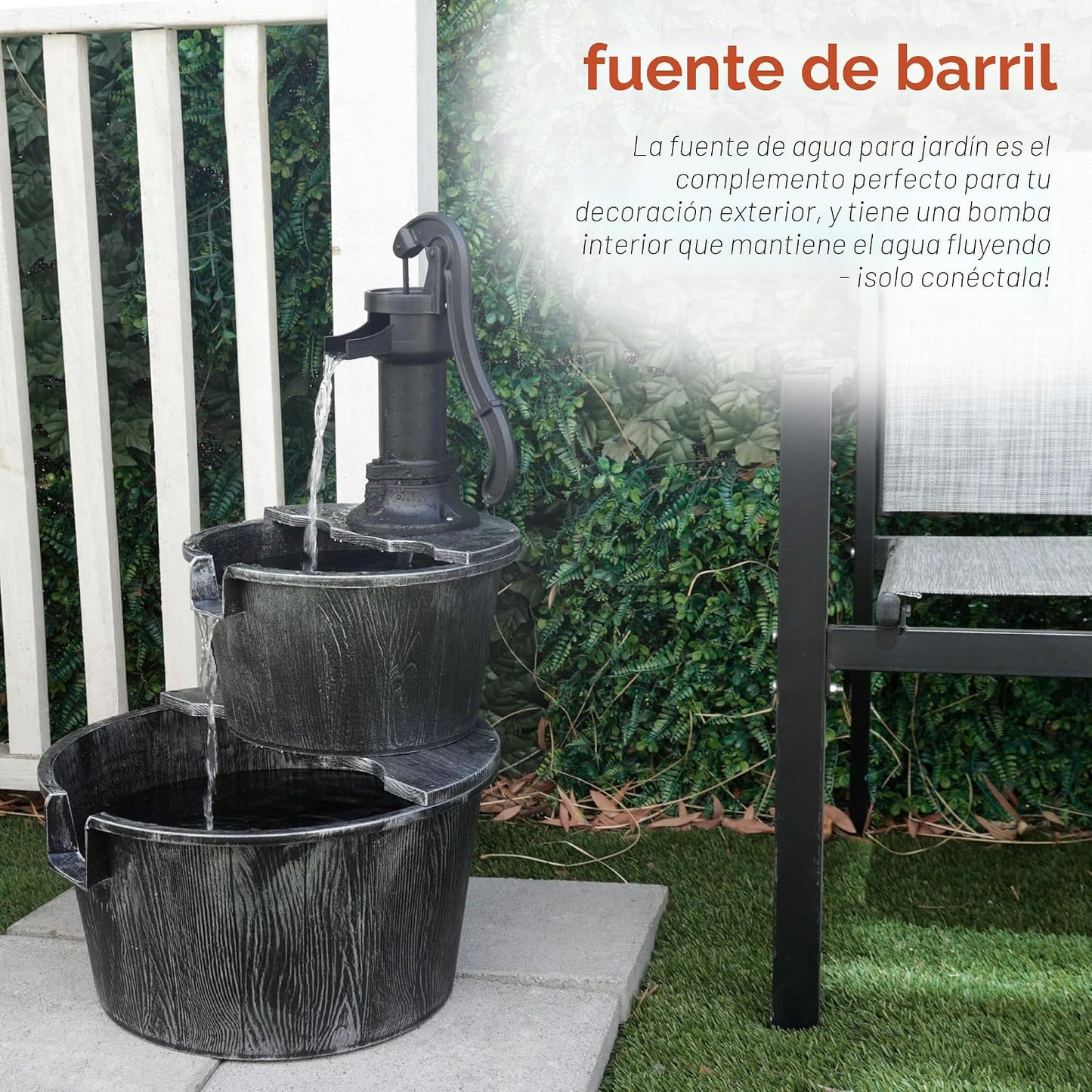 Alpine Corporation Fuente de Agua Rústica para Exteriores de 2 Nive...