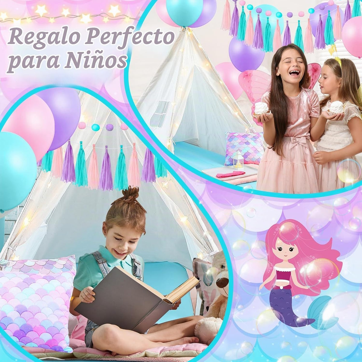 Windyun - Juego de 4 tiendas de campaña para niños y niñas, color b...
