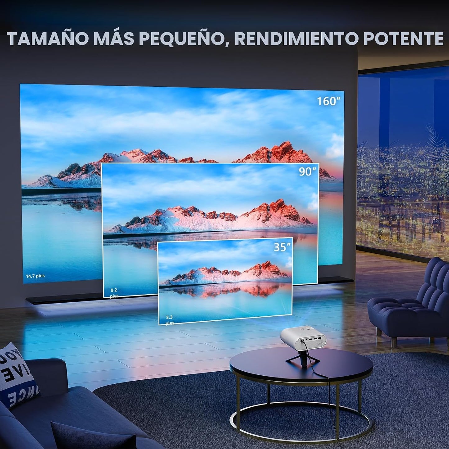 Mini proyector, proyector de video VISSPL Full HD 1080P, proyector...