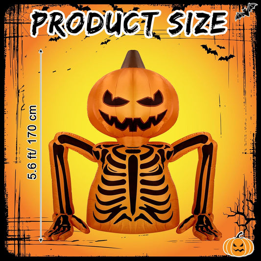 Leyndo Decoración inflable de calabaza de Halloween de 5.6 pies par...