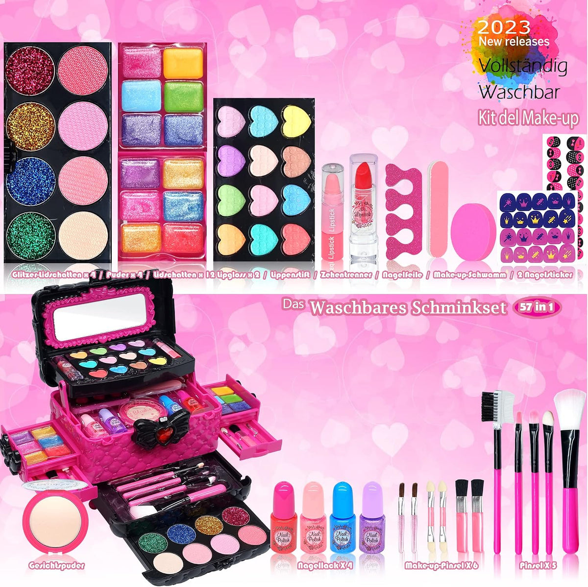 Kit de maquillaje infantil para niña, juguete lavable de princesa,...