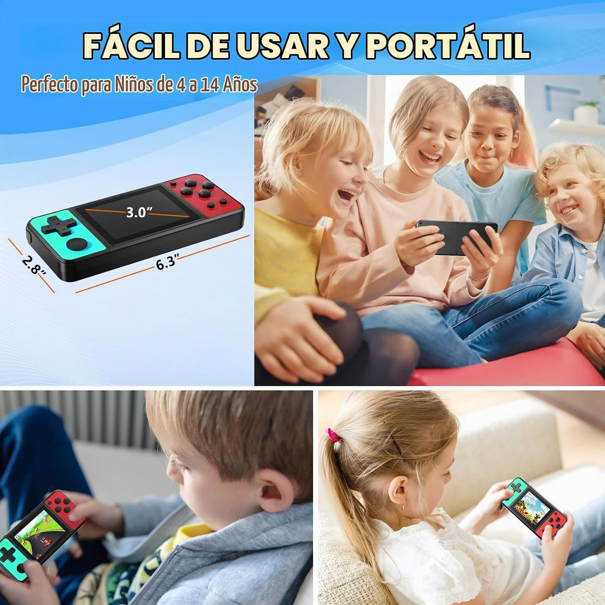 KAVOYI Juego de mano de 32 bits para niños 139 juegos 3.0 "IPS...