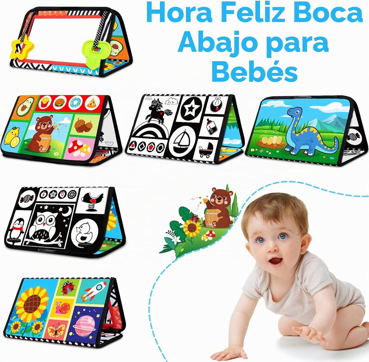 Tummy Time Baby Mirror Toys: Montessori - Juguete infantil recién n...