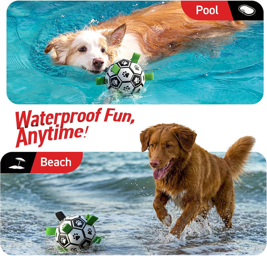 QDAN Dog Toys - Pelotas de fútbol para perros de 6 pulgadas con cor...