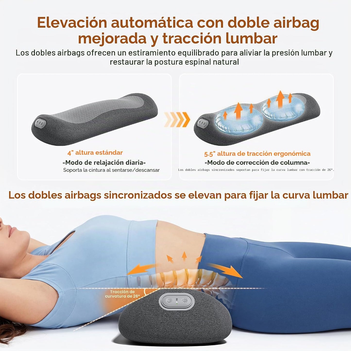 Yunari Masajeador de espalda triple fusión inalámbrico, almohada lu...