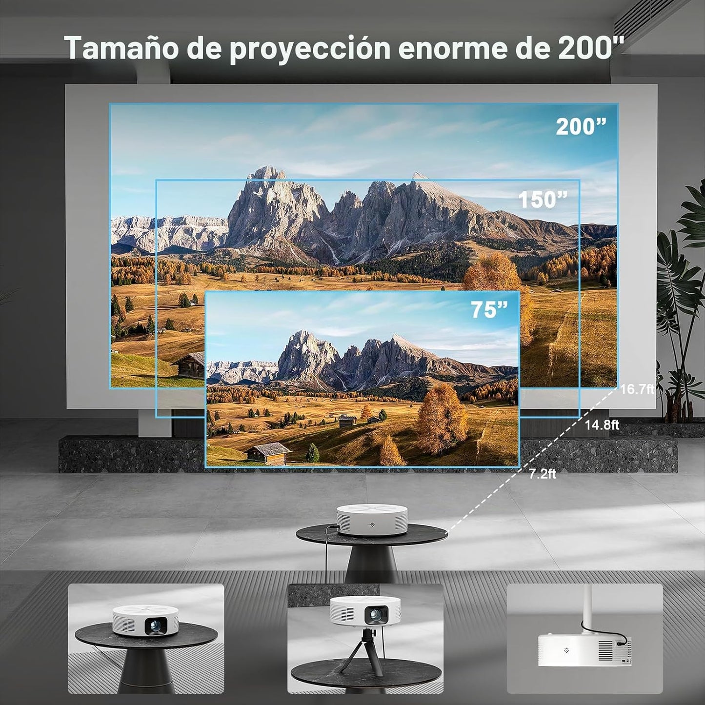 Mini proyector con WiFi y Bluetooth, proyector de película portátil...