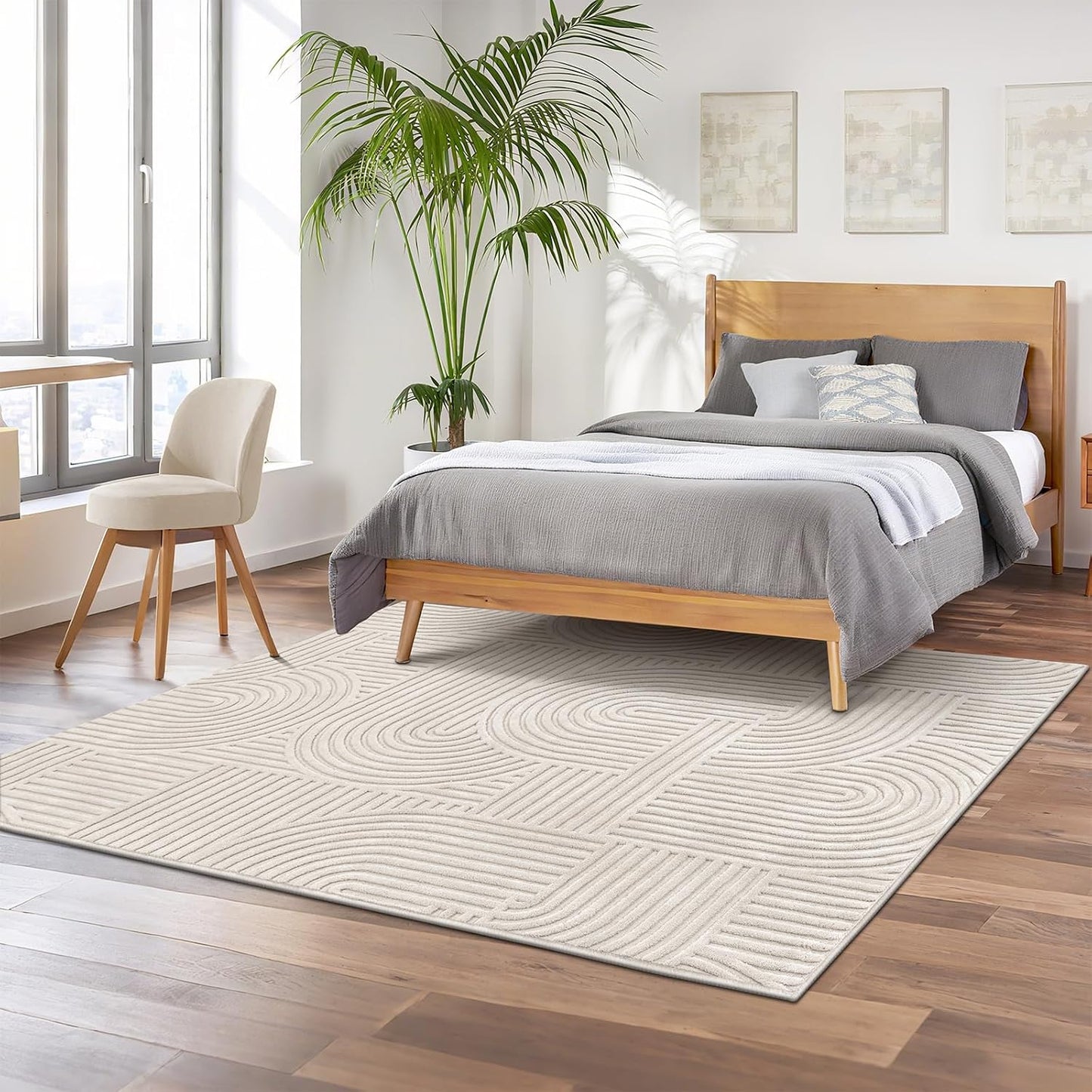Pauwer - Alfombra de área de 5 x 7 pies para sala de estar, moderna...